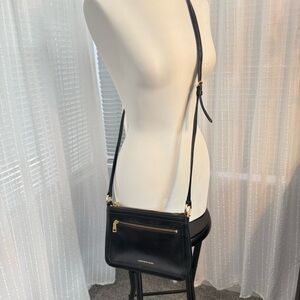 Ralph Lauren Black Leather Crossbody with Gold Hardware